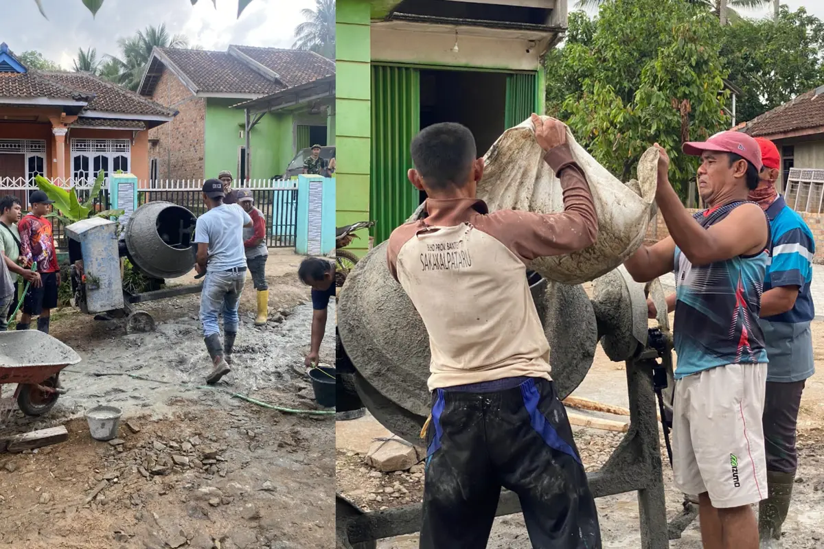 Sering Makan Korban, Warga Way Kanan Cor Jalan Pakai Uang Patungan