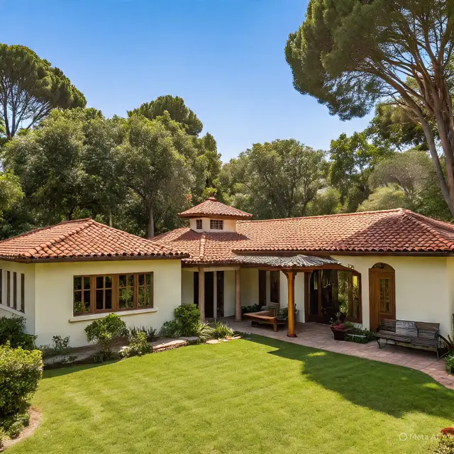 Rumah Gaya Mediterania dengan Pekarangan Luas