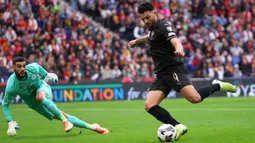 Pemain Portugal, Goncalo Ramos mencetak gol ke gawang Armenia dalam laga Grup F Kualifikasi Piala Dunia 2026 di Dragao Stadium, Porto, Minggu (16/11/2025) waktu setempat. (AP Photo/Luis Vieira)