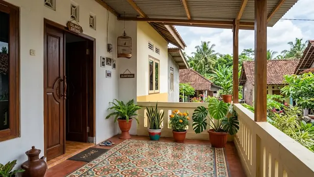 Desain Teras Rumah Kecil Tanpa Kursi