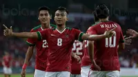 Muhammad Hargianto menceploskan satu gol saat Indonesia bersua Filipina pada SEA Games 2017 di Malaysia, (17/8/2017). Timnas U-22 Indonesia menang 3-0. (Bola.com/Vitalis Yogi Trisna)