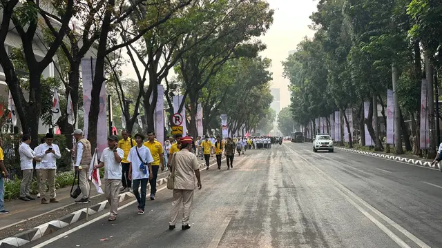 Pendukung Prabowo-Gibran mulai berdatangan ke GBK Arena, Rabu (25/10/2023).