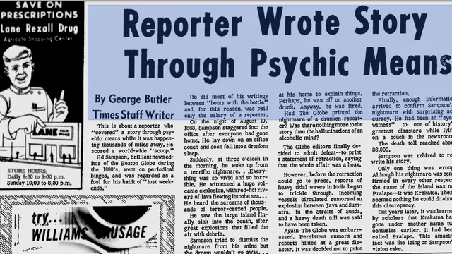Artikel koran Gadsden Times, 7 Oktober 1966 yang memuat soal 'ramalan' Krakatau
