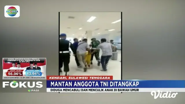 Culik dan lakukan pencabulan kepada anak di bawah umur, seorang mantan anggota TNI menjadi bulan-bulanan massa setelah ditangkap petugas Denpom di Kendari.