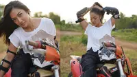 Anindita Hidayat naik motor trail (Instagram/@aninditahidayat)