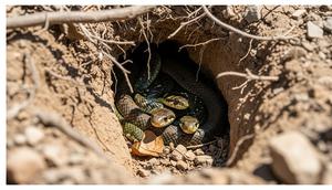 Ilustrasi sarang atau lubang ular. [Foto: Gemini]