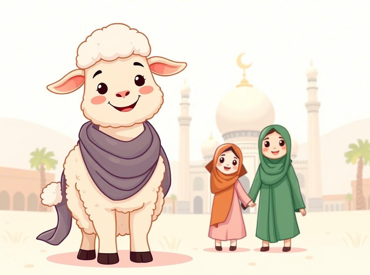 Background Idul Adha Kartun/Ilustrasi: Lucu dan Menggemaskan