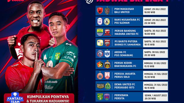 Link Live Streaming BRI Liga 1 2022/2023 Pekan Kedua di Vidio, 29 Juli - 1 Agustus 2022