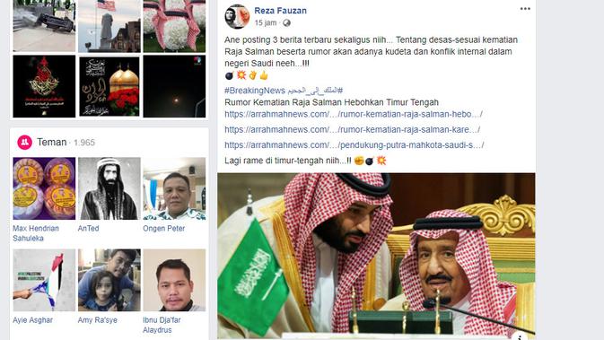 Hoax Raja Salman meninggal dunia. (facebook)