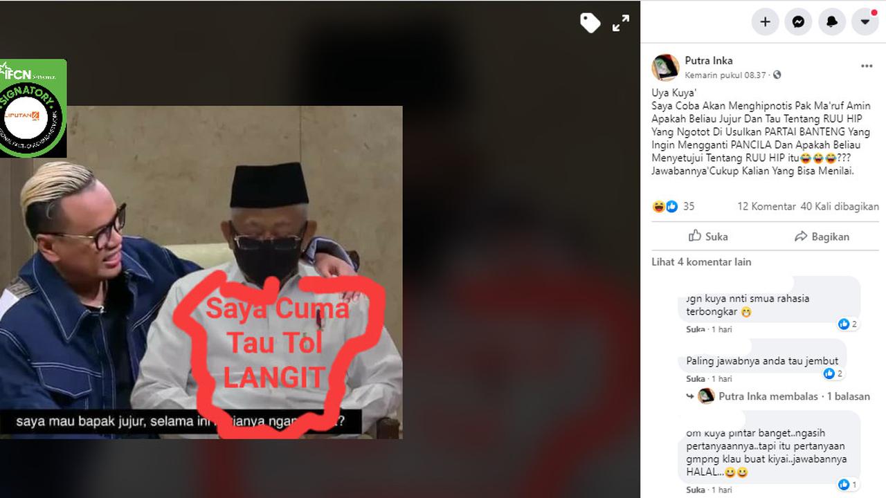 Penelusuran Klaim Foto Wapres Ma'ruf Amin sedang dihipnotis Uya Kuya, simak faktanya.