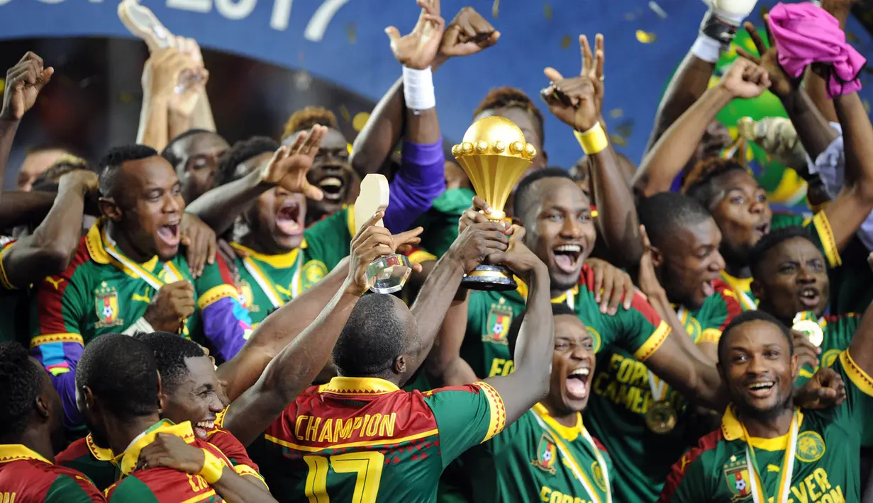 Meski kurang diunggulkan untuk menjadi juara, Kamerun tampil meyakinkan pada gelaran Piala Afrika 2017 dengan rekor tak terkalahkan sejak babak penyisihan grup. (EPA/Sydney Mahlangu) 