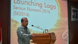 Menteri Perencanaan Pembangunan Nasional/Kepala Bappenas,  Andrinof Chaniago saat peluncuran logo sensus ekonomi 2016 di Kantor BPS Jakarta, Jumat (8/5/2015). Sensus Ekonomi akan digunakan untuk acuan penyusunan perencanaan. (Liputan6.com/Faizal Fanani)