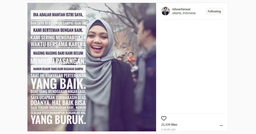 Tanggapan mantan suami soal kedekatannya dengan Rina Nose [foto: instagram]