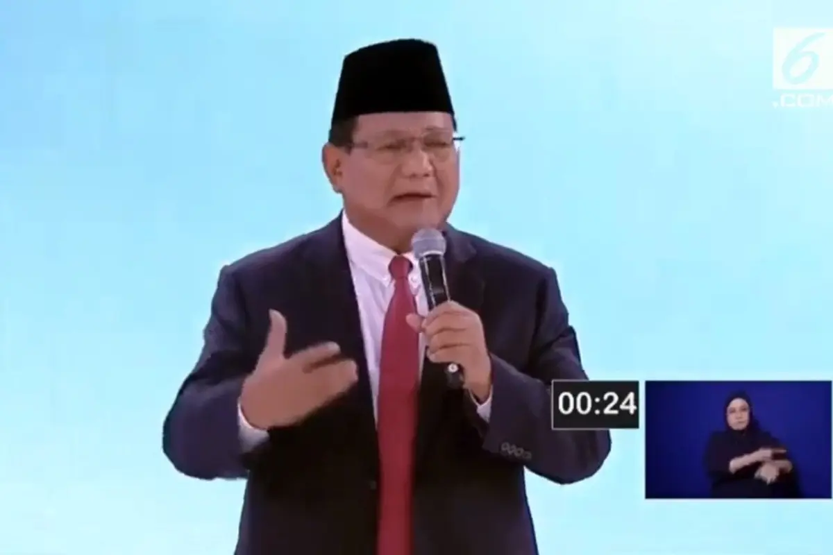 Calon Presiden nomor urut 02 Prabowo Subianto dalam debat kedua capres 2019.