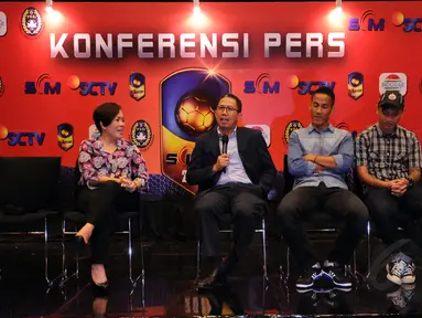 Jelang turnamen pramusim Surya Citra Media (SCM) Cup 2015, SCTV menggelar jumpa pers di Jakarta, (12/1/2015). (Liputan6.com/Helmi Fithriansyah)