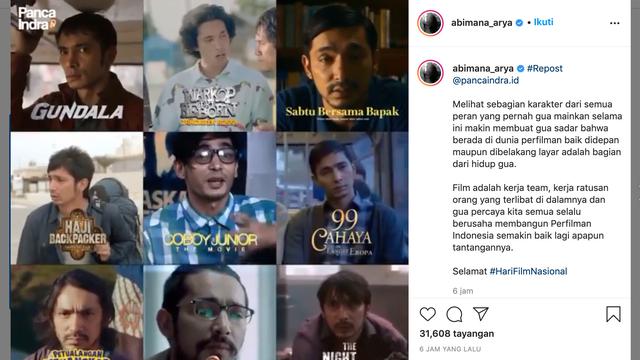 Unggahan Abimana Aryasatya. (Foto: Instagram @abimana_arya)