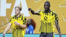 Selebrasi penyerang Borussia Dortmund, Serhou Guirassy dalam laga 16 besar Piala Dunia Antarklub 2025 versus Monterrey, Rabu (2/7/2025).&nbsp;(AP Photo/Mike Stewart)