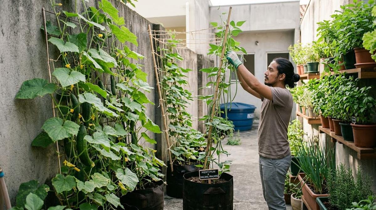 Cara Membuat Halaman Sempit Jadi Kebun Produktif Estetik