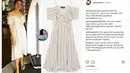 Selanjutnya adalah dress putih bermotif garis-garis ini yang harganya masih di bawah satu juta rupiah. Tepatnya, Rp. 666.600. Tidak terlalu mahal, namun dress ini cocok banget dipakai Raisa. (Instagram/fashionraisa)