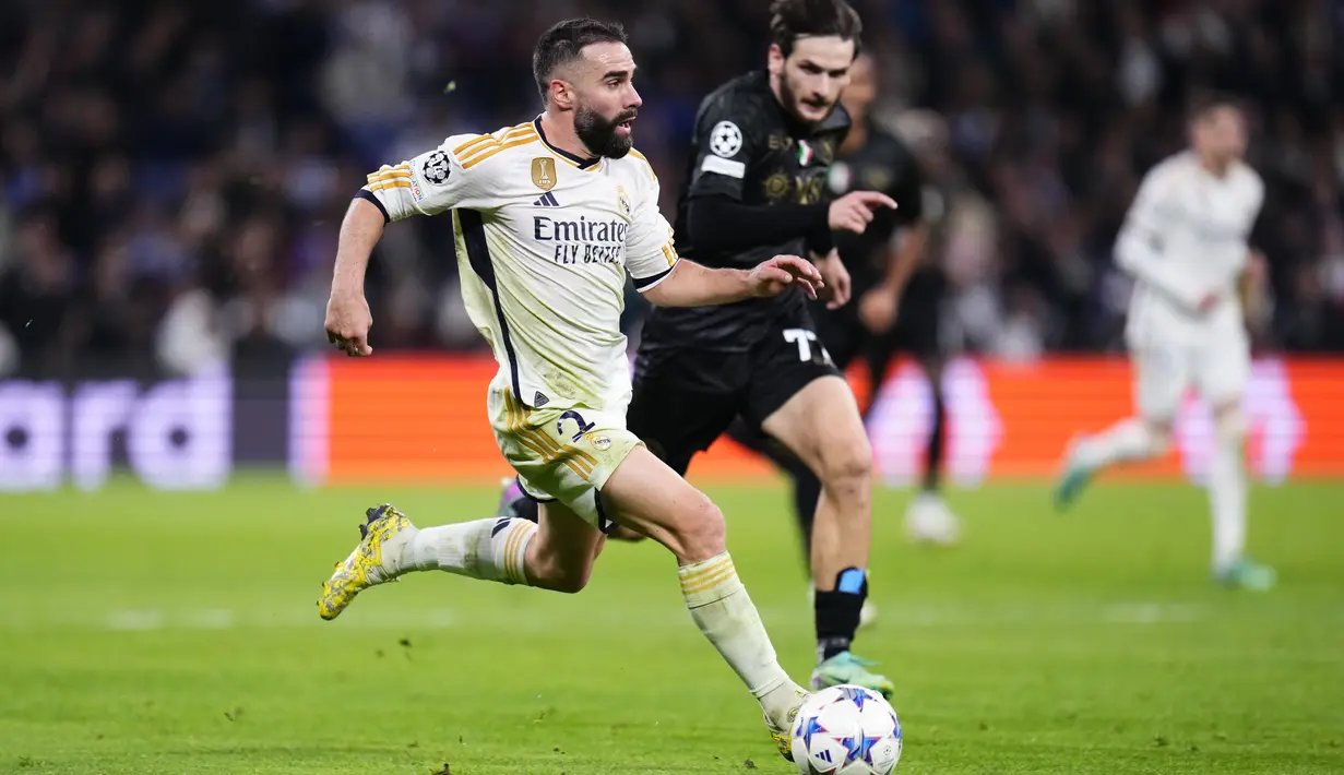 Real Madrid sukses meraih kemenangan saat menjamu lawannya Napoli dengan skor 4-2. (AP Photo/Manu Fernandez)