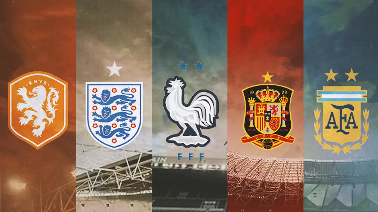 Ilustrasi - Logo Timnas Belanda, Inggris, Prancis, Spanyol, Argentina