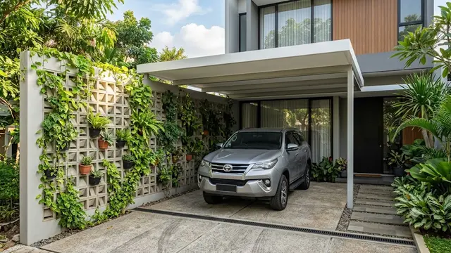 Inspirasi Carport 3x6 Meter dengan Roster Beton