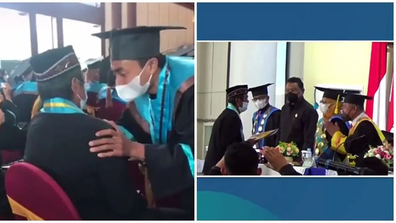 Viral Video Ayah Gantikan Wisuda Anak yang Meninggal Dunia Ini Bikin Haru
