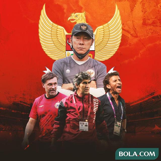 Timnas Indonesia - Shin Tae-yong Diapit Luis Milla, Thomas Doll, dan Teco
