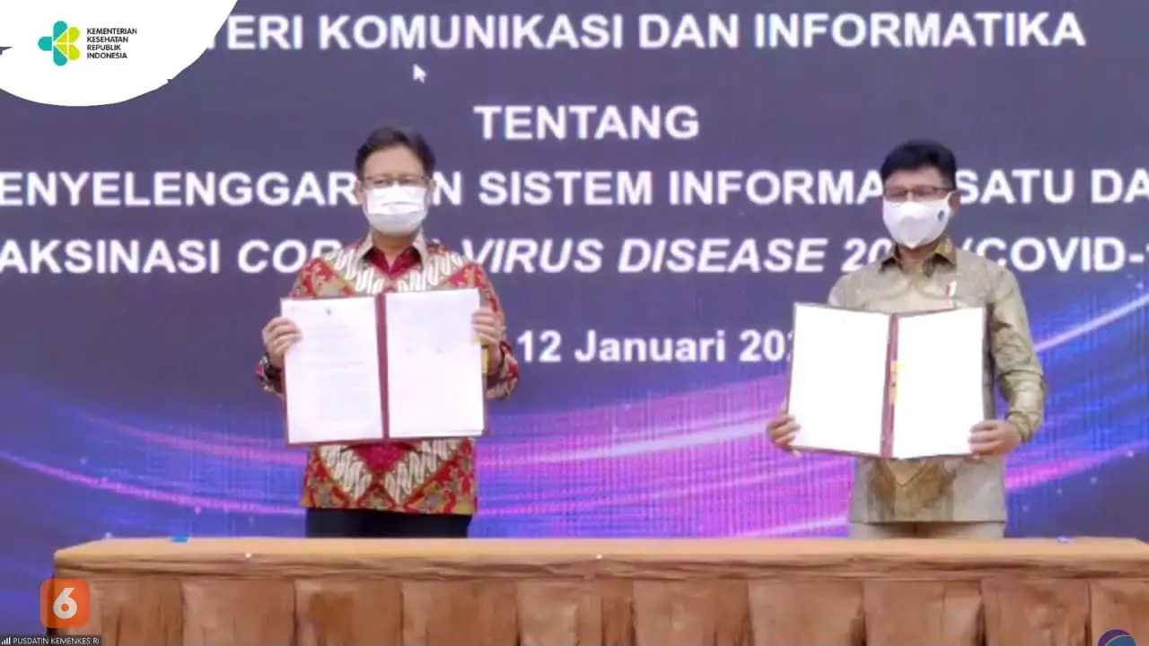 Menkes Budi Gunadi Sadikin dan Menkominfo Johnny G.Plate