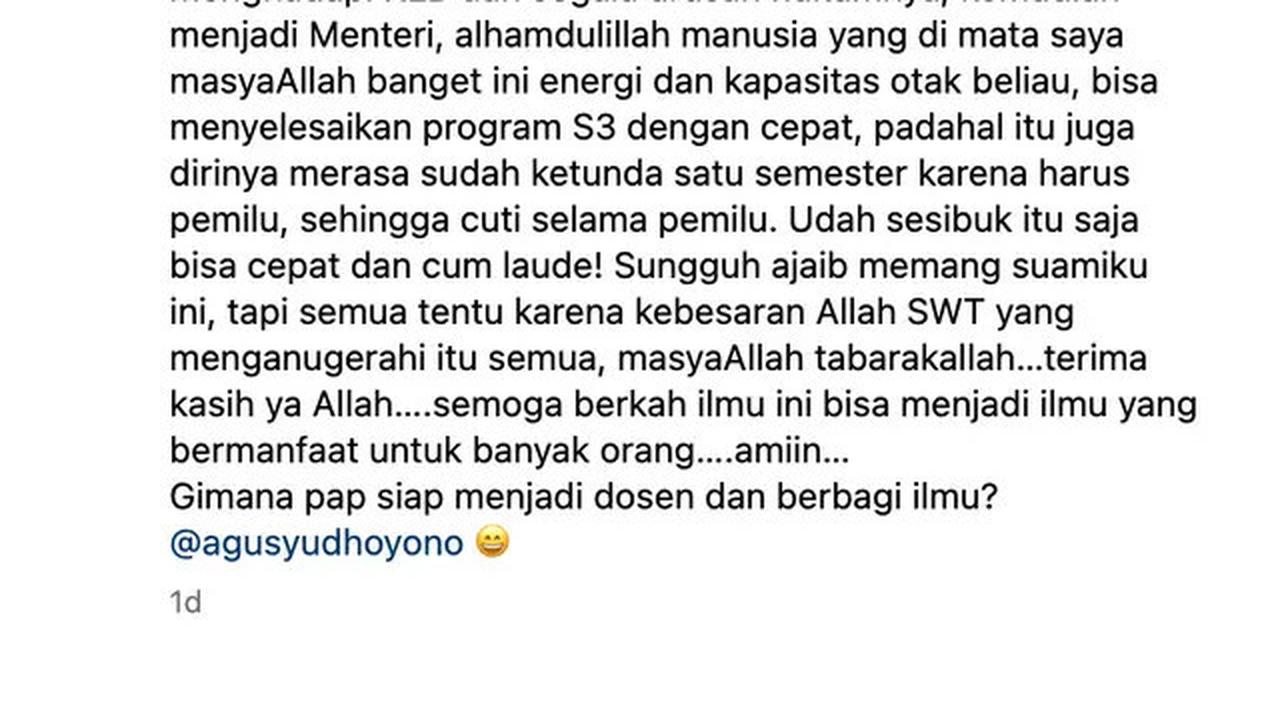 Reaksi Annisa Pohan Saat AHY Raih Gelar Doktor Cumlaude: Sungguh Ajaib Suamiku, Siap Jadi Dosen?