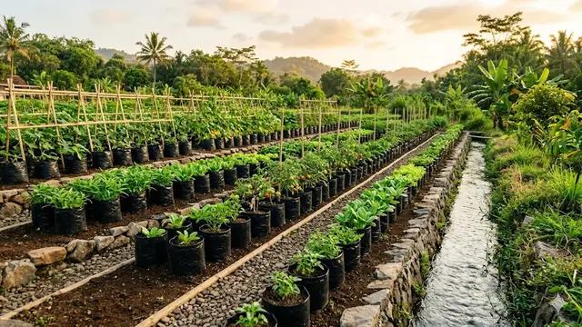 Kebun Sayur di Samping Selokan