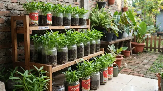 Menanam Kangkung di Toples Bekas Astor