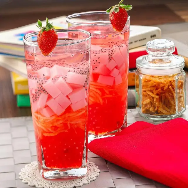 Resep Es Blewah Puding Stroberi