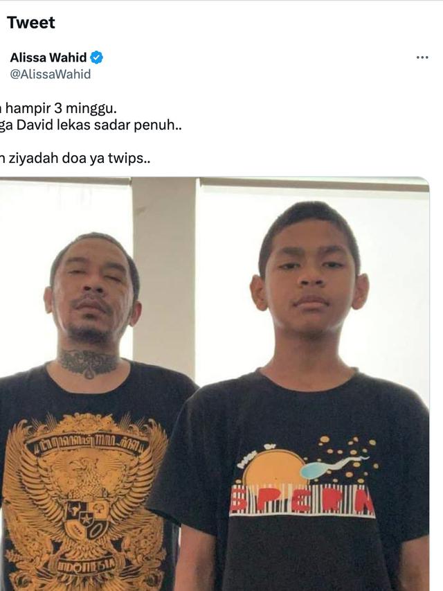 Doa Alissa Wahid putri Gus Dur untuk David. (Foto: Dok. Twitter @AlissaWahid)
