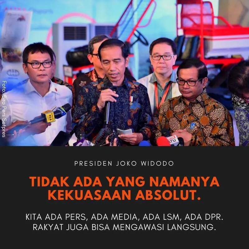 Jokowi dalam Facebooknya menyatakan saat ini banyak pihak yang mengawasi kerja pemerintah. Mulai dari media, LSM, dan DPR mengawasi pemerintah. 