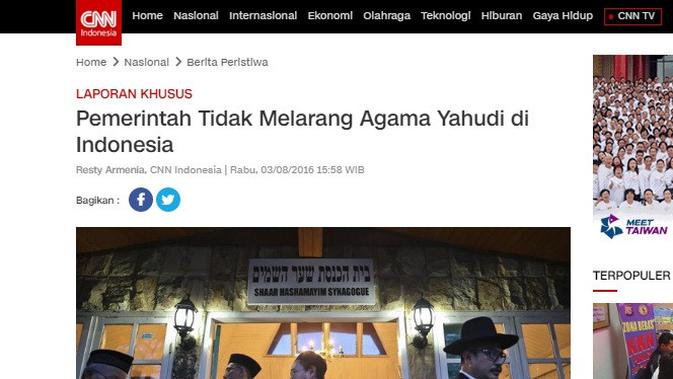 Cek Fakta. Screenshot situs media nasional CNN Indonesia. (Liputan6.com)