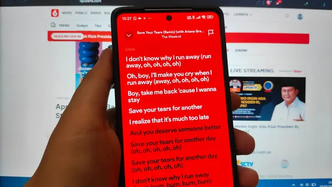 Fitur Lirik di Aplikasi Spotify Android (Liputan6.com/Robinsyah Aliwafa Zain)