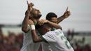 Striker Timnas Indonesia, Marinus Wanewar, merayakan gol yang dicetaknya ke gawang Timor Leste pada laga SEA Games di Stadion MPS, Selangor, Minggu (20/8/2017). Indonesia menang 1-0 atas Timor Leste. (Bola.com/Vitalis Yogi Trisna)