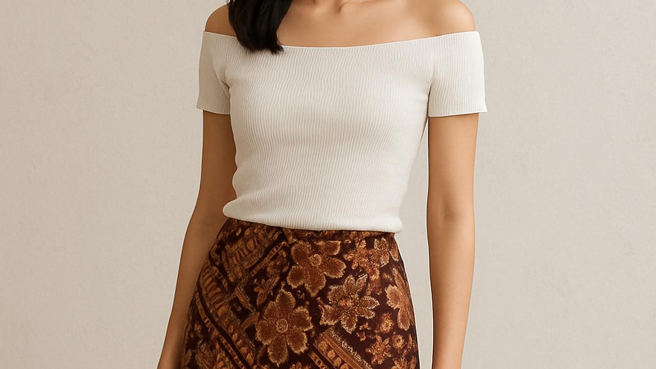 Rok Span Batik Belah Samping dengan Atasan Sabrina