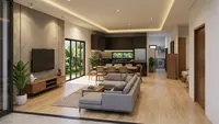7 Desain Rumah 3 Kamar dengan Ruang Keluarga Tanpa Dinding Pembatas