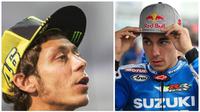 Valentino Rossi (kiri) secara tersirat mendukung Maverick Vinales menggantikan Jorge Lorenzo di Yamaha. (Bola.com/Vitalis Yogo Trisna/Twitter)