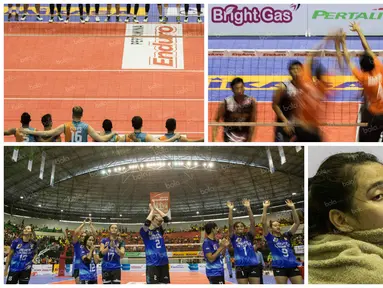 10 foto terbaik babak final four seri kedua Proliga 2016 diwarnai ekspresi kelelahan pevoli asal klub Jakarta Elektrik PLN, Yolla Yuliana dan juga smash kapten Samator Surabaya, Mahfud Nurcahyadi.(Bola.com/Vitalis Yogi Trisna)