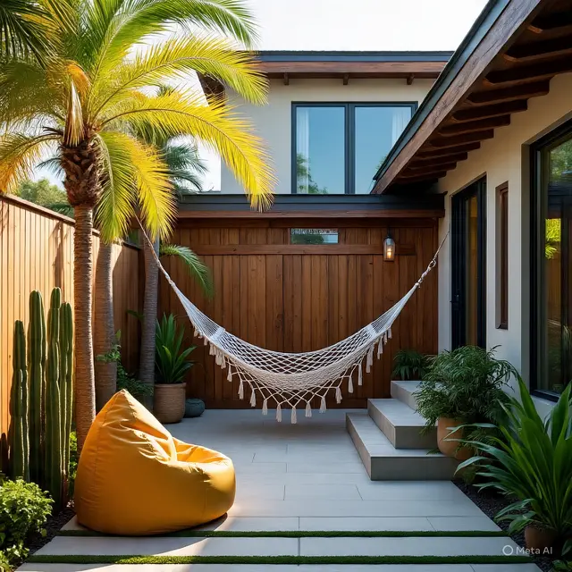 Teras Rumah Ala Tropical di Belakang Rumah yang Lagi Tren 2025