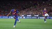 Penyerang Inggris Barcelona #14 Marcus Rashford mencetak gol pertama timnya selama pertandingan Liga Spanyol antara FC Barcelona dan Real Madrid CF di Stadion Camp Nou di Barcelona pada 11 Mei 2026. (Josep LAGO/AFP)