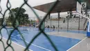 Suasana lapangan basket di Proyek pembangunan alun-alun kota Depok, Jawa Barat, Rabu (9/1). Proyek pembangunan alun-alun kota Depok Tahap pertama seluas 1,8 hektare dengan biaya Rp32 miliar. (Liputan6.com/Herman Zakharia)