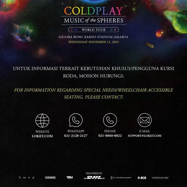 Aturan nonton konser Coldplay. (Instagram/ pkentertainment.id)