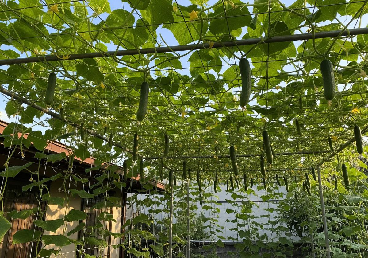 Inspirasi Kebun Timun Rambat di Atas Kanopi Rumah