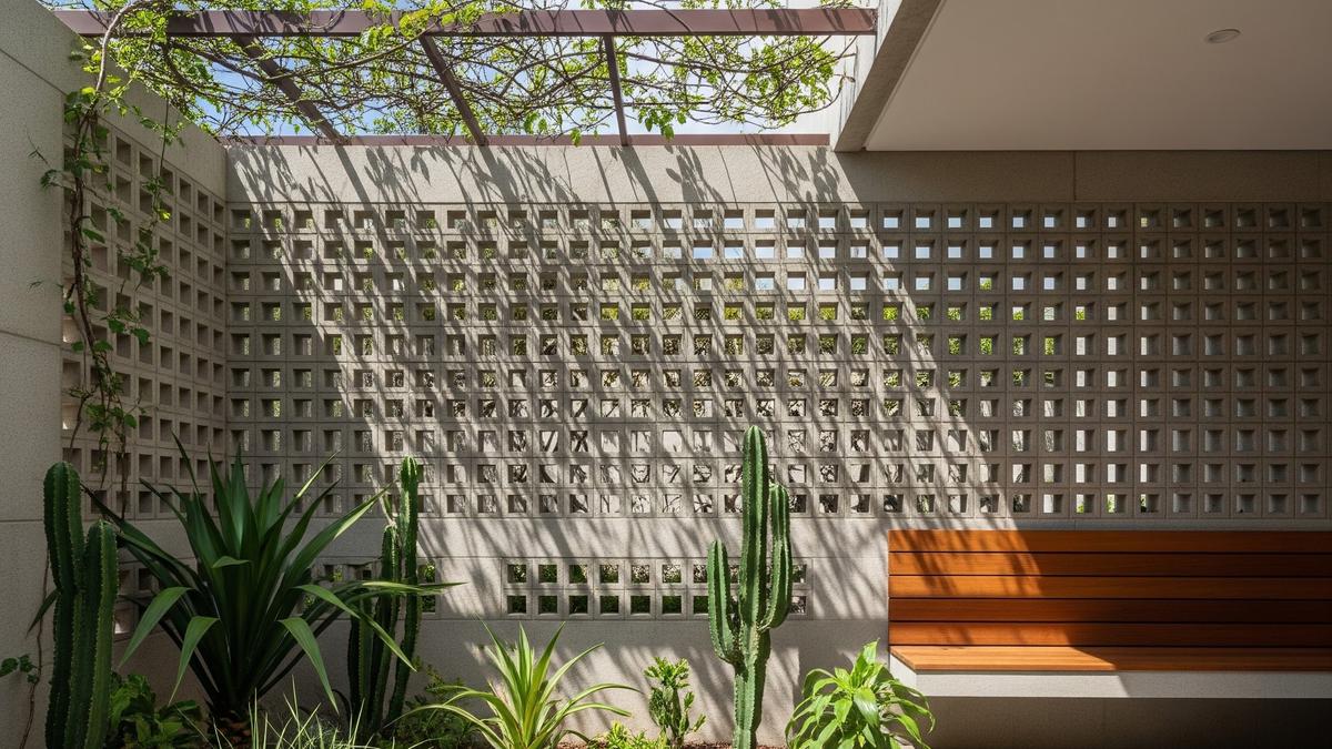 8 Inspirasi Taman Kering dengan Dinding Roster yang Instagramable, Cocok untuk Rumah Minimalis