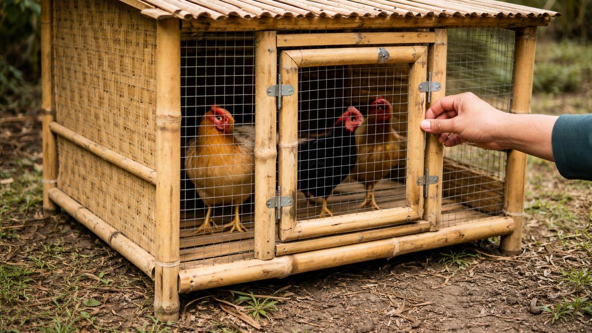 Cara Membuat Kandang Ayam Muat 3 Ekor dari Bambu untuk Ternak di Rumah