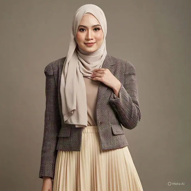 Blazer Tweed dan Rok Plisket: Anggun dan Berkelas